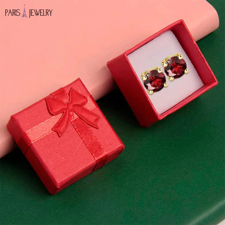 10k Yellow Gold Plated 1/2 Ct Round Created Ruby Sapphire Stud Earrings