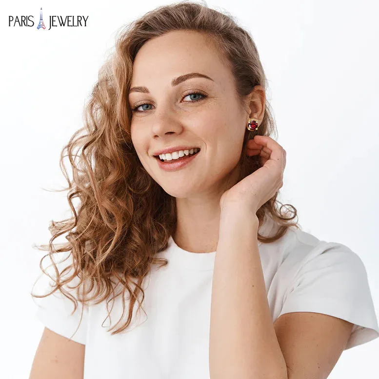 10k Yellow Gold Plated 1/2 Ct Round Created Ruby Sapphire Stud Earrings