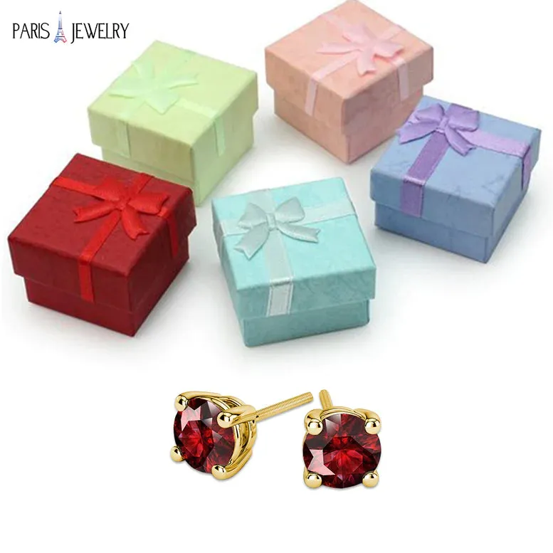 10k Yellow Gold Plated 1/2 Ct Round Created Ruby Sapphire Stud Earrings