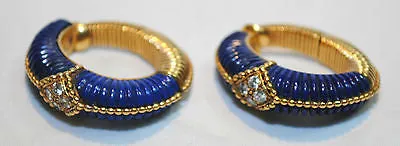 1950s Vintage Van Cleef & Arpels Carved Lapis Lazuli & Diamond Clip-On Hoop Earrings - $60K VALUE