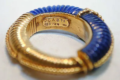 1950s Vintage Van Cleef & Arpels Carved Lapis Lazuli & Diamond Clip-On Hoop Earrings - $60K VALUE