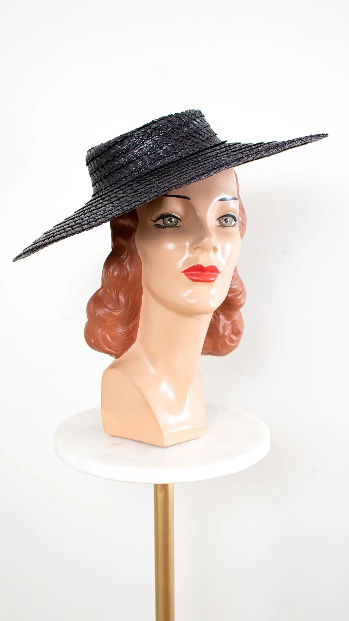 1970s Black Straw Sun Hat (3 Available)