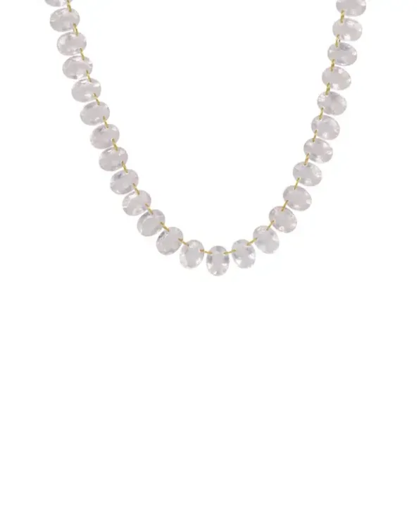 20K Yellow Gold 17" Rose Quartz Collar Necklace