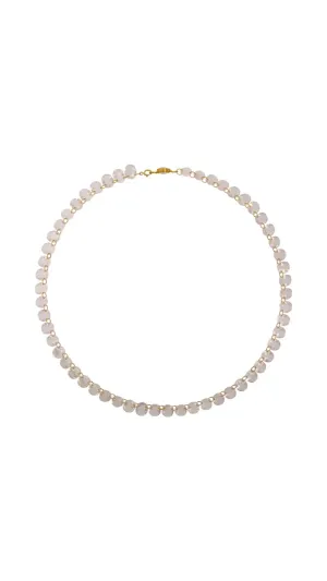 20K Yellow Gold 17" Rose Quartz Collar Necklace