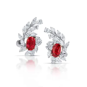 6.43 Carat Ruby and Diamond Earrings