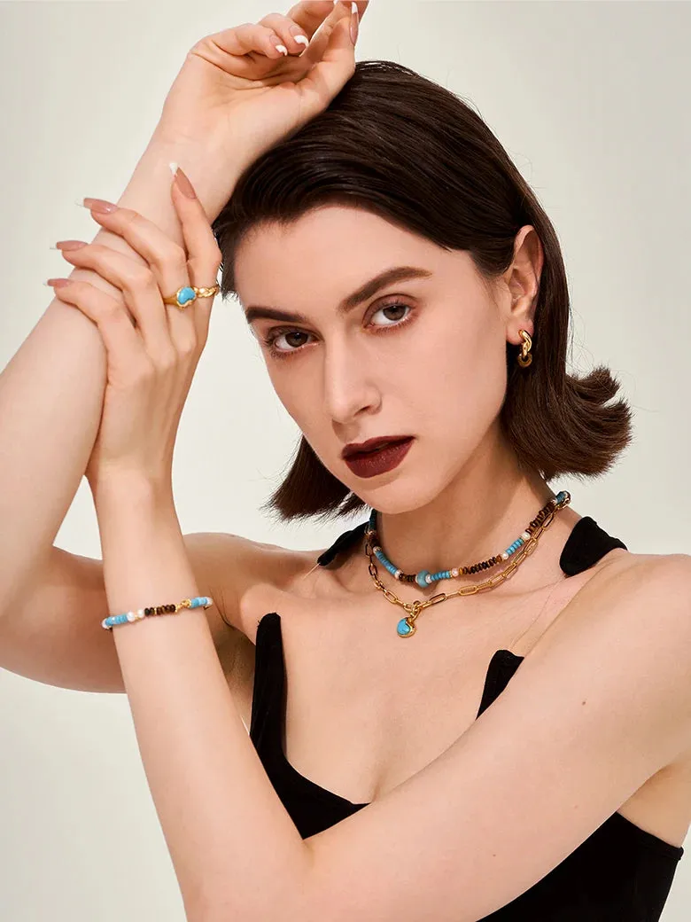 Aphrodite Triple Gemstone Nugget Beaded Necklace