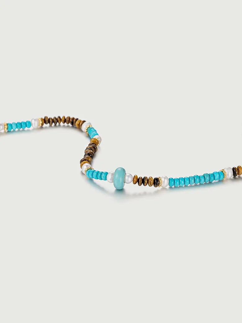 Aphrodite Triple Gemstone Nugget Beaded Necklace