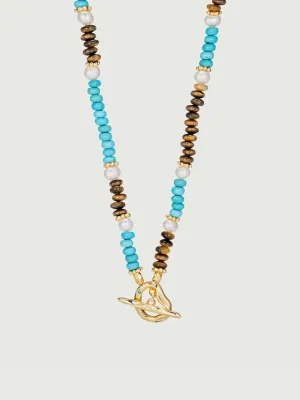 Aphrodite Triple Gemstone Nugget Beaded Necklace