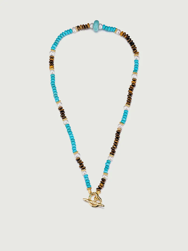 Aphrodite Triple Gemstone Nugget Beaded Necklace
