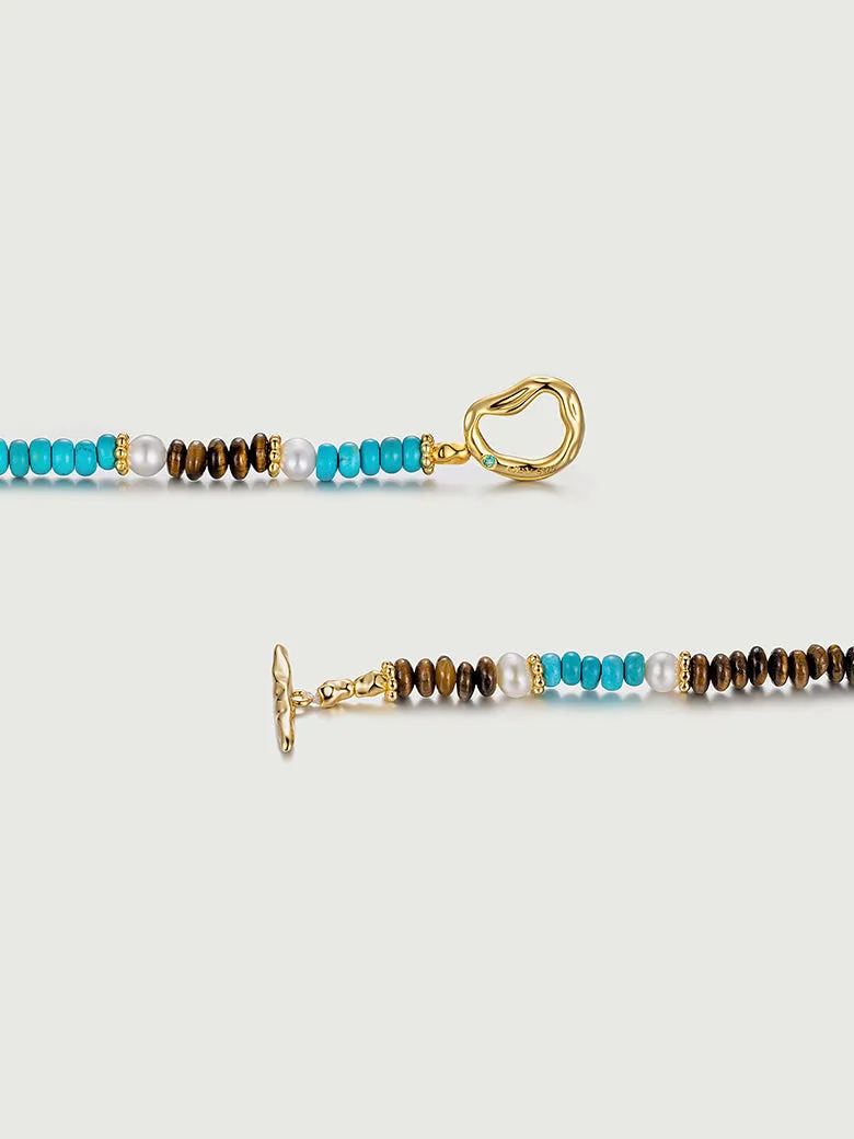 Aphrodite Triple Gemstone Nugget Beaded Necklace