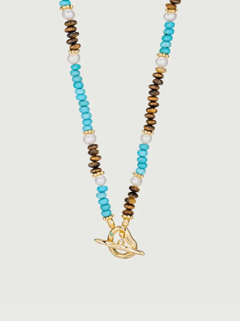 Aphrodite Triple Gemstone Nugget Beaded Necklace