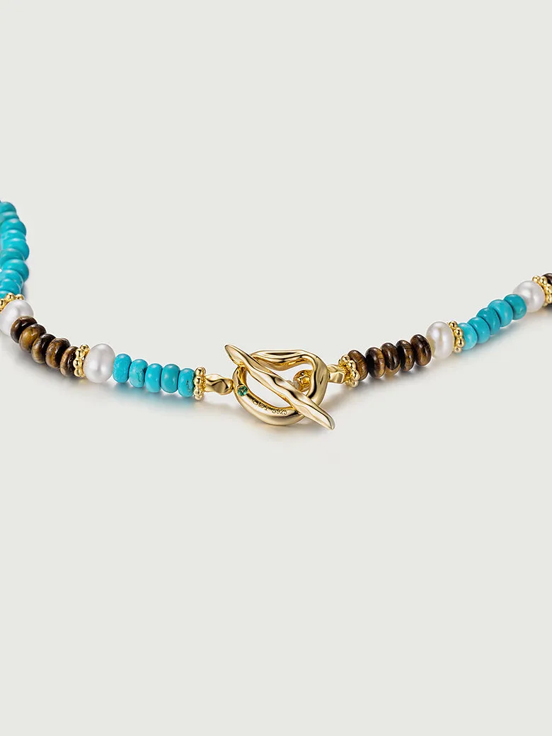 Aphrodite Triple Gemstone Nugget Beaded Necklace