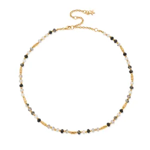 Aura Strengthening Black Rutilated Quartz Necklace - Gold - GNBRQTO