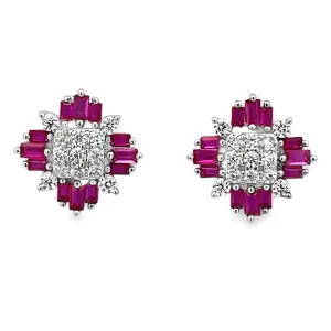 Baguette Flower stud earrings