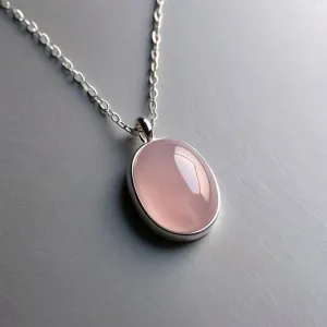 Cora Sterling Silver Oval Rose Quartz Necklace