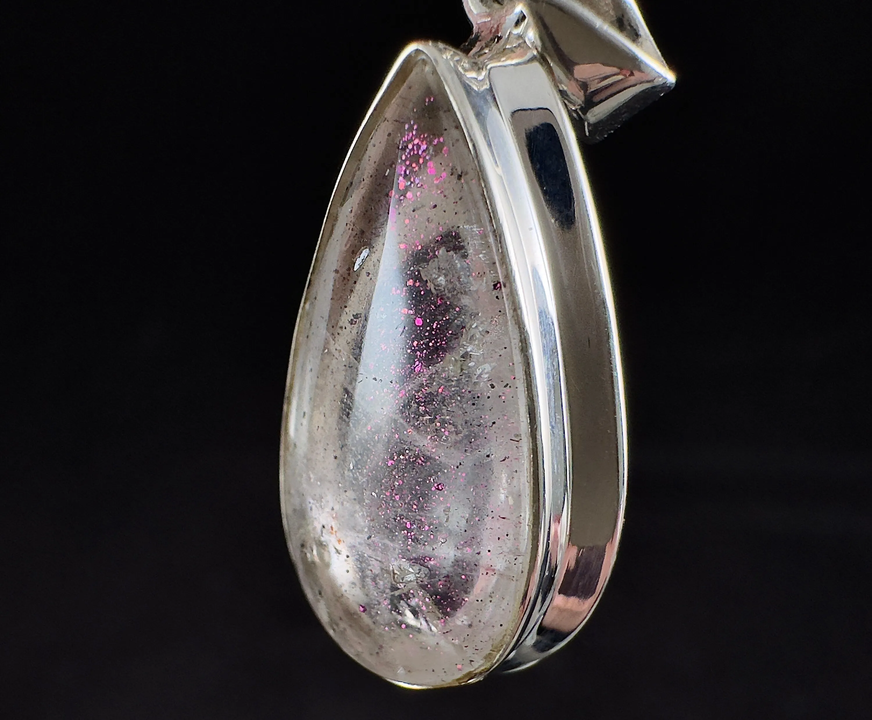 COVELLITE Pink Fire Quartz Crystal Pendant - Fine Jewelry, Healing Crystals and Stones, 54316