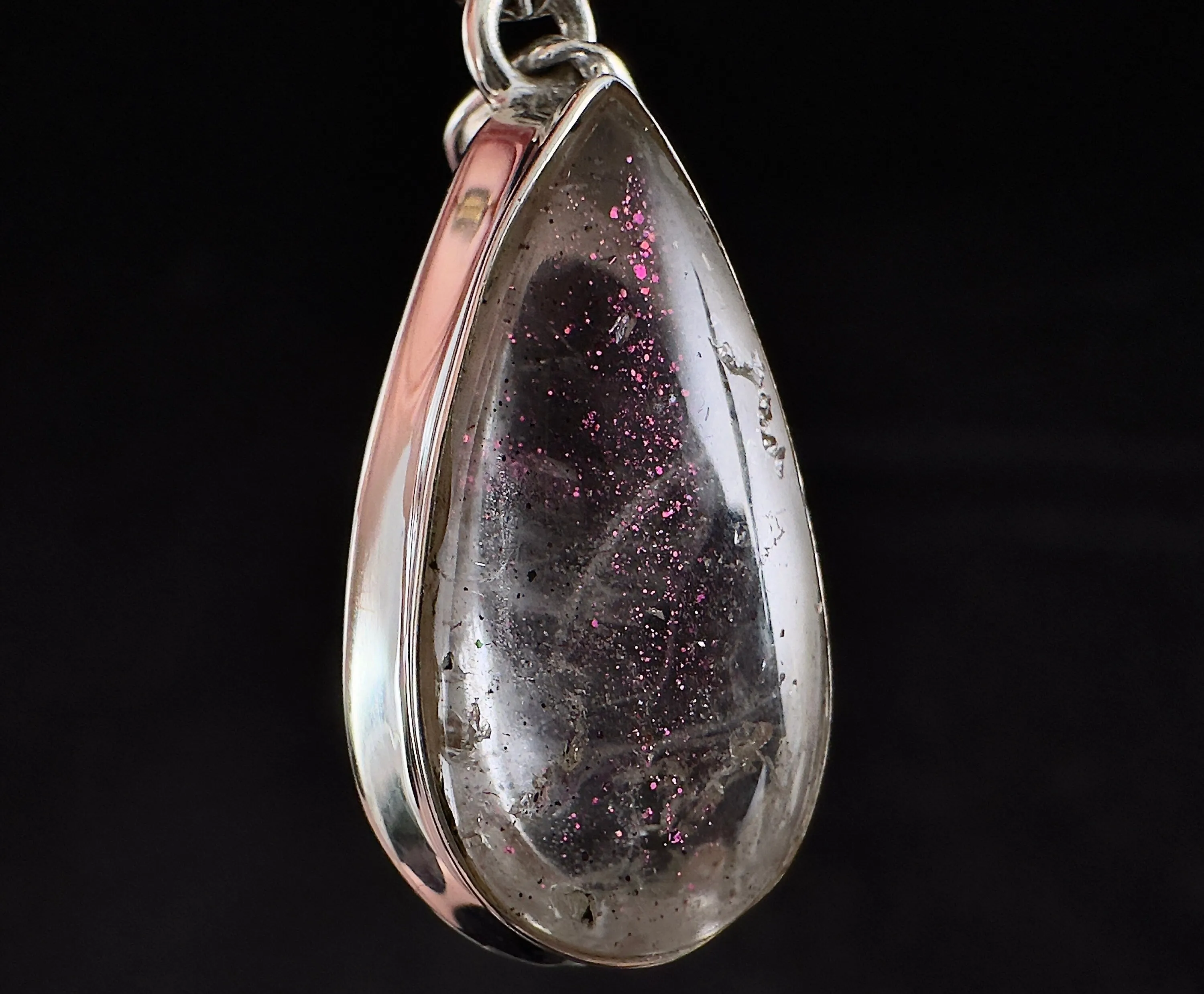 COVELLITE Pink Fire Quartz Crystal Pendant - Fine Jewelry, Healing Crystals and Stones, 54316