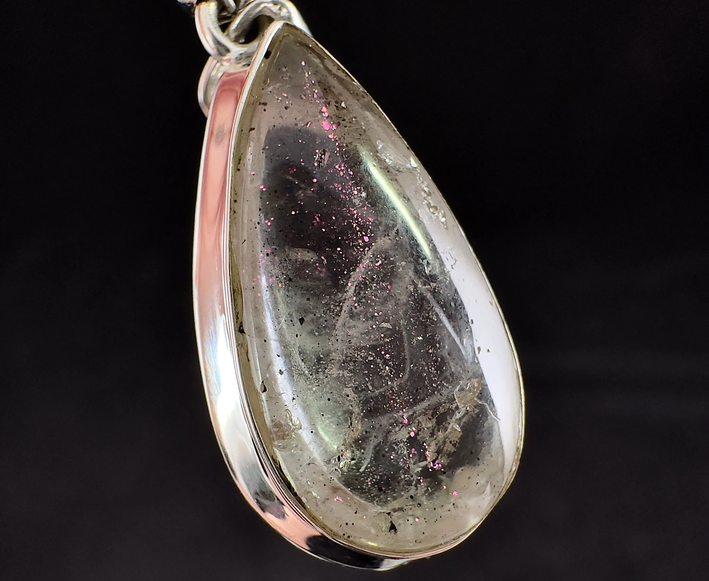 COVELLITE Pink Fire Quartz Crystal Pendant - Fine Jewelry, Healing Crystals and Stones, 54316
