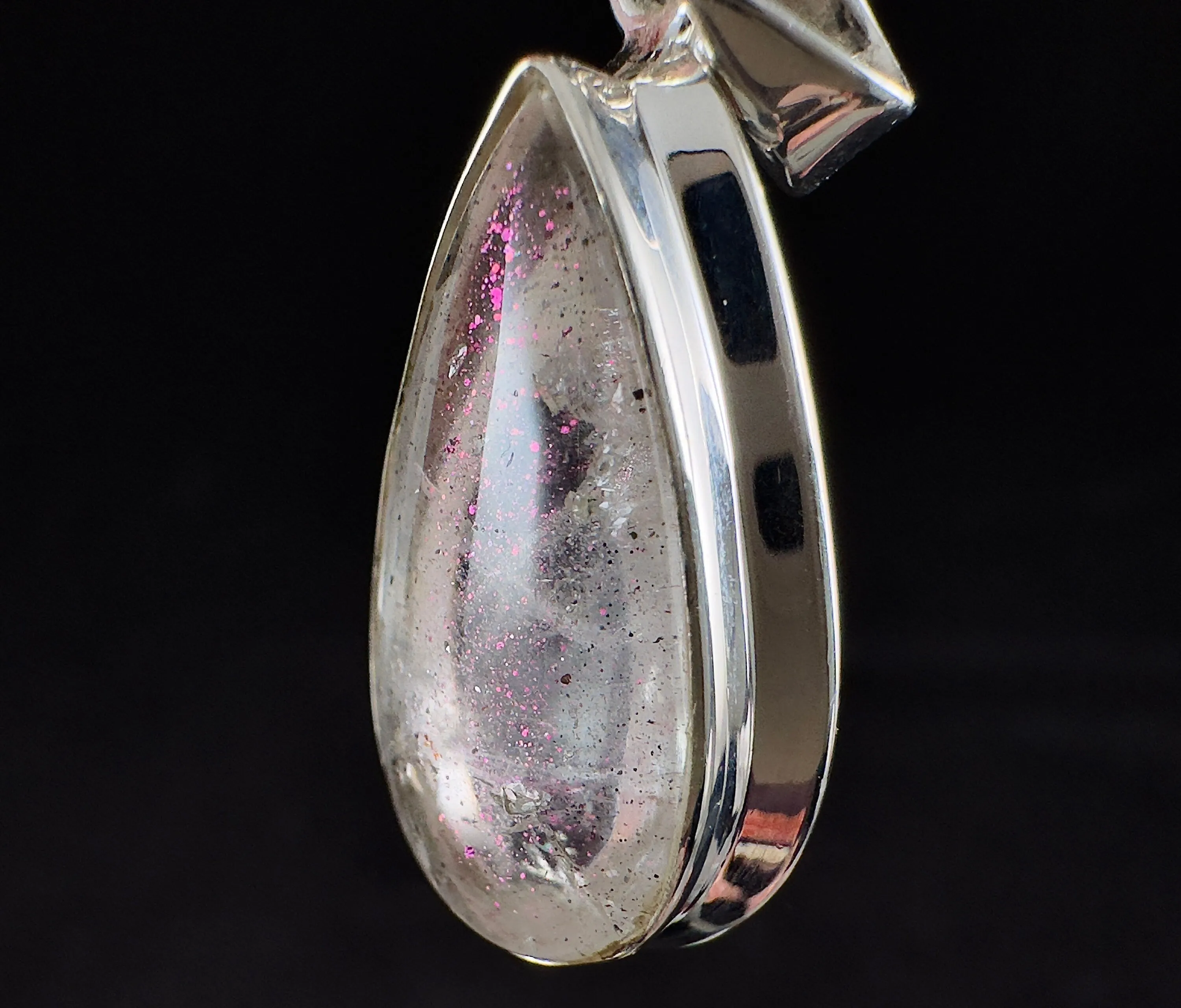 COVELLITE Pink Fire Quartz Crystal Pendant - Fine Jewelry, Healing Crystals and Stones, 54316