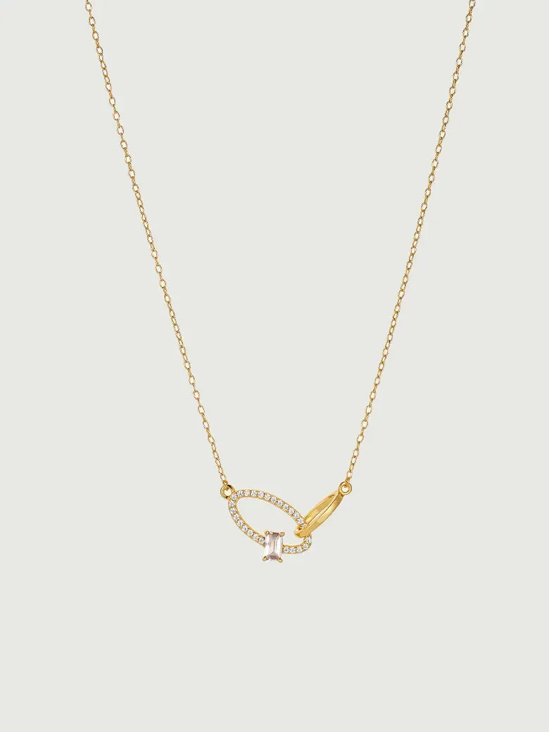 Crossover Oval Gemstone Necklace