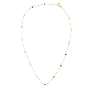 Dew Drops Dotted Gemstones Necklace Gold