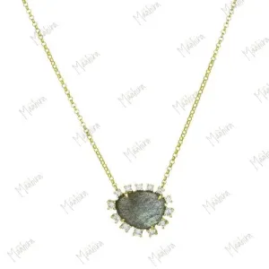Diamond Labradorite Chain Necklace
