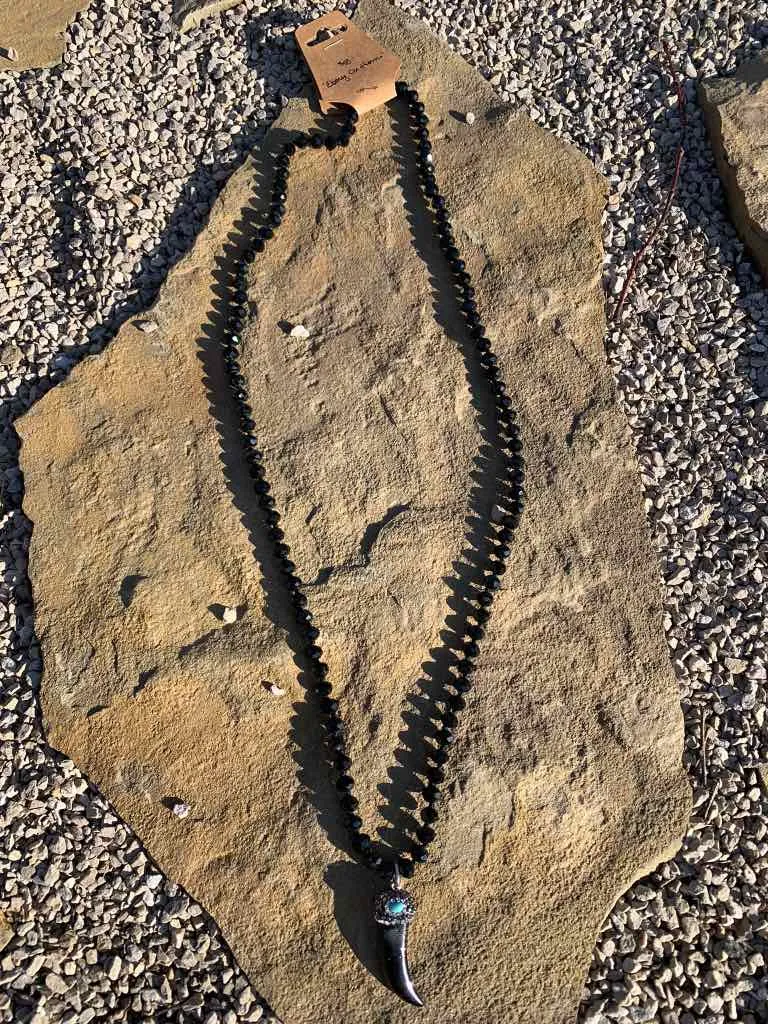 Ebony Western Horn Pendant Necklace