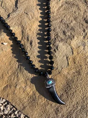 Ebony Western Horn Pendant Necklace
