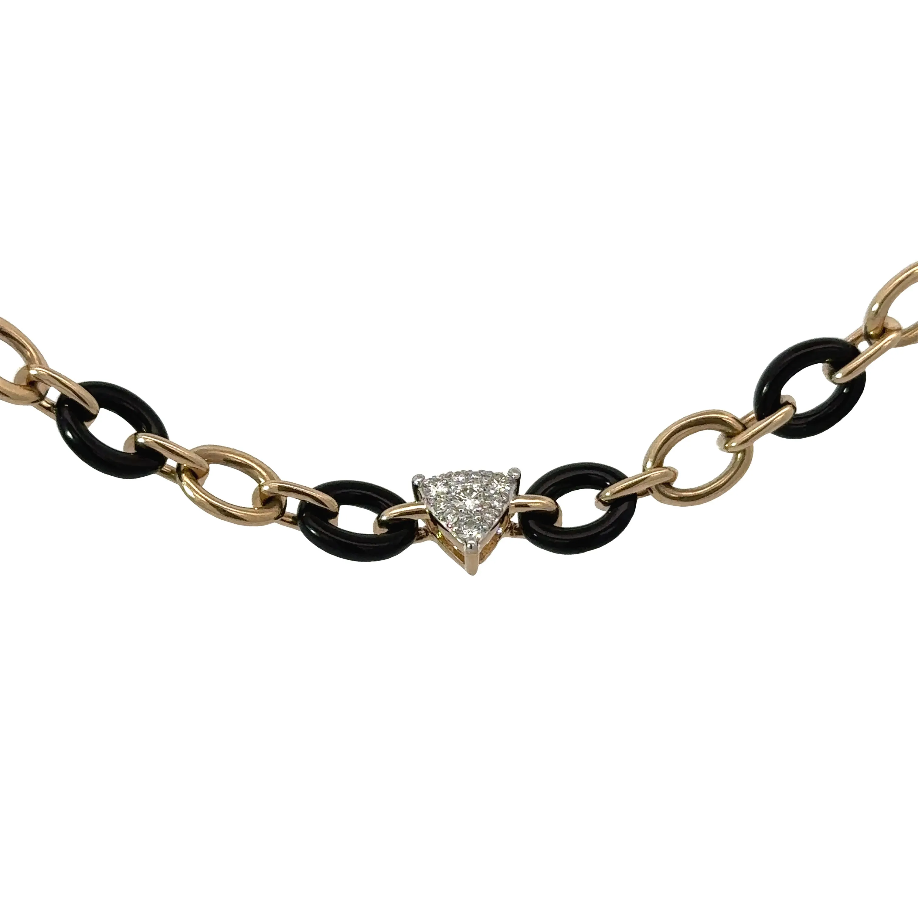 E.H. Collection Onyx & Diamond Chain Link Necklace 14382