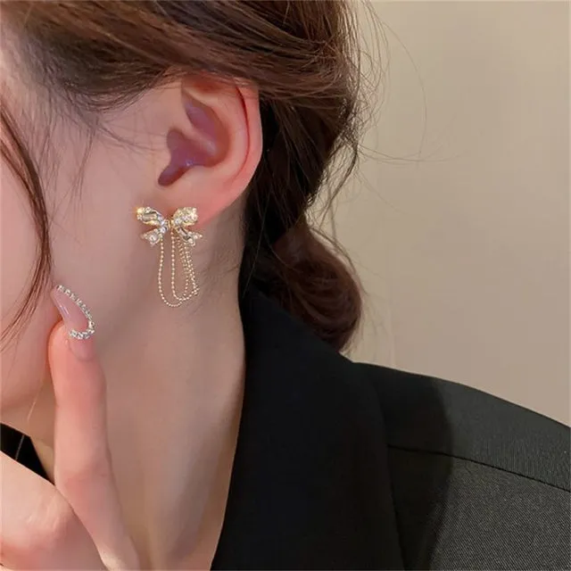 Fashion Butterfly Tassel Drop Earrings For Women Trendy Shiny Moon Star Pearls Dangle Earrings Korean Jewelry Girls Party Gifts