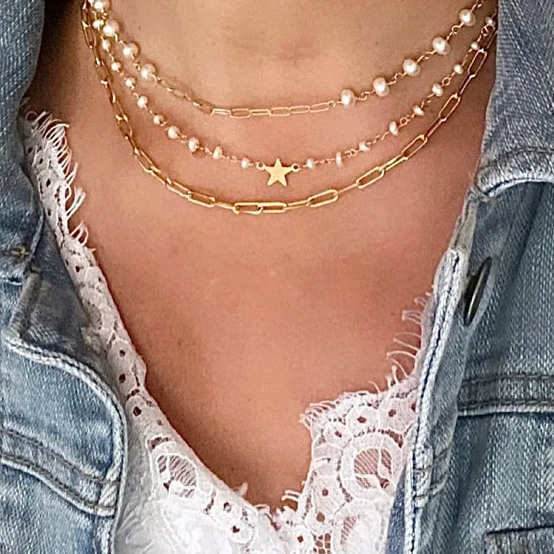 Gemstone Necklace with Paperclip