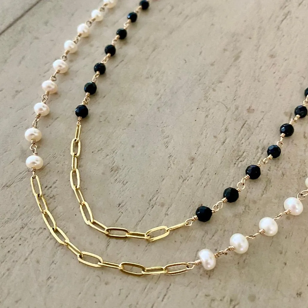 Gemstone Necklace with Paperclip