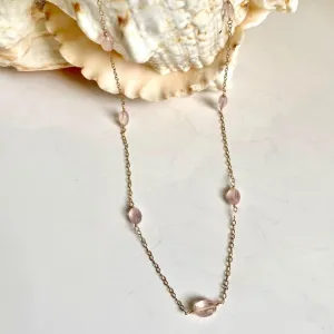 Gold Necklace with Rose Quartz