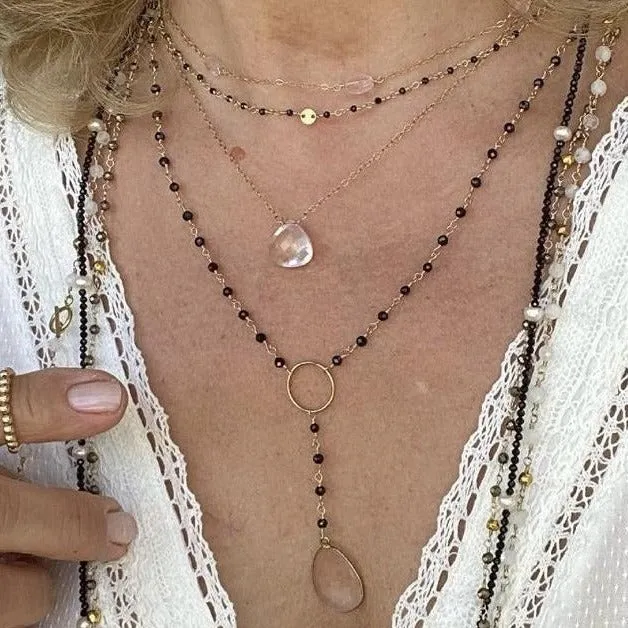Gold Necklace with Rose Quartz