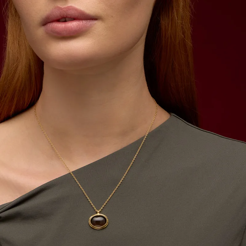 Greco Necklace, Smokey Quartz, Gold