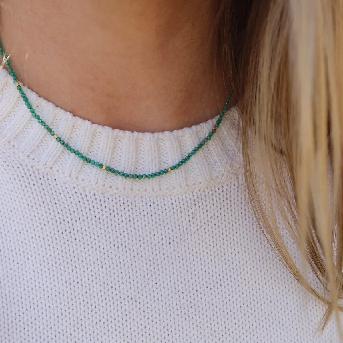 Green Onyx & Gold Vermeil Accents Necklace