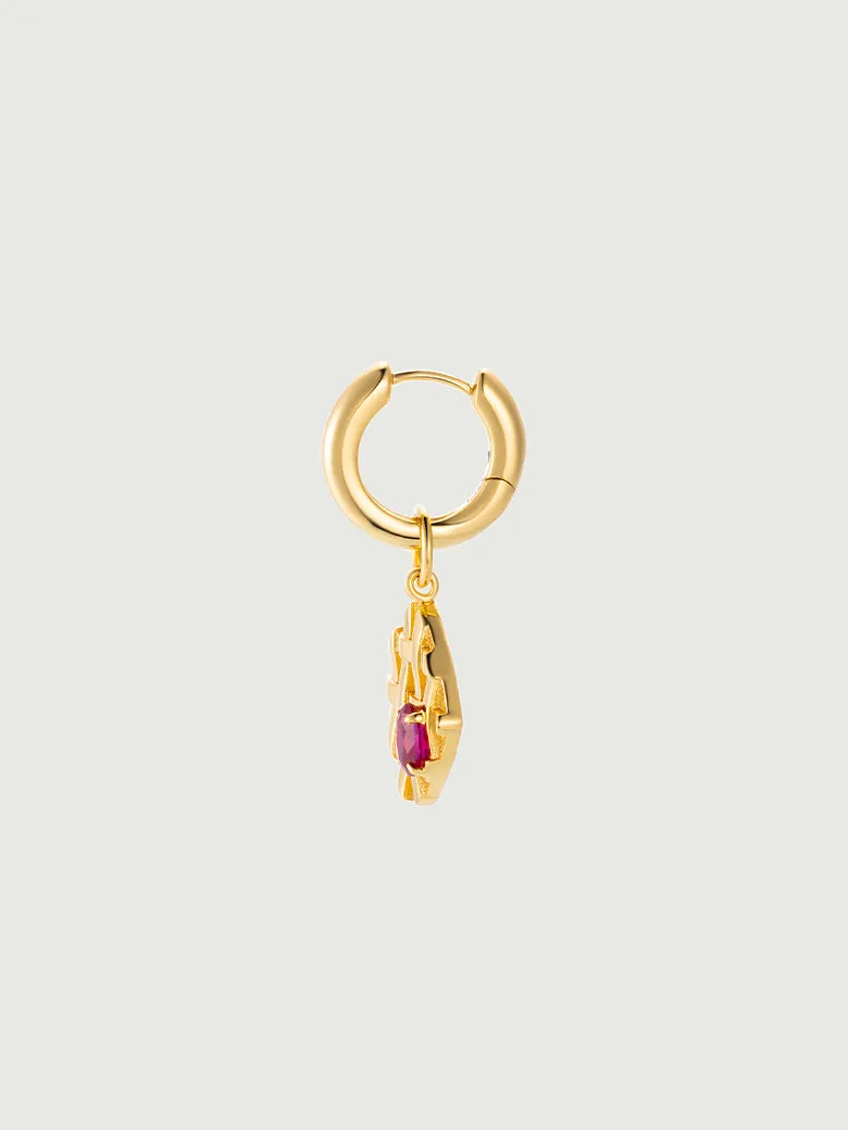 Lab-Grown Ruby Diamond Hoop Earrings