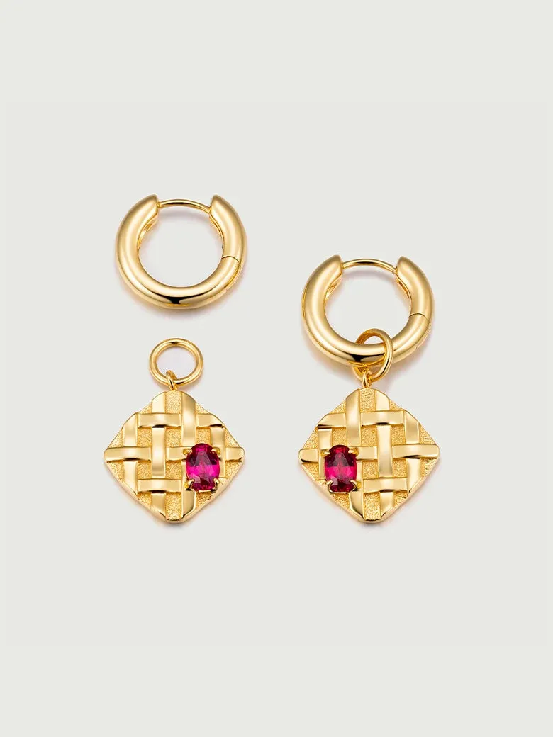 Lab-Grown Ruby Diamond Hoop Earrings