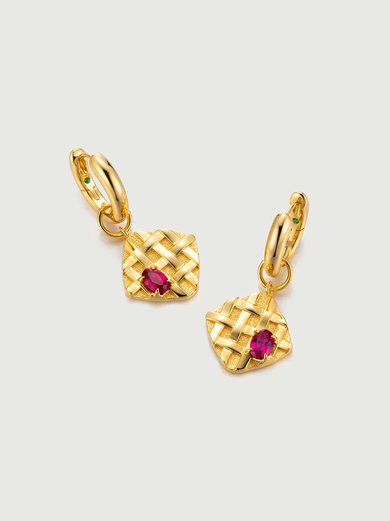 Lab-Grown Ruby Diamond Hoop Earrings