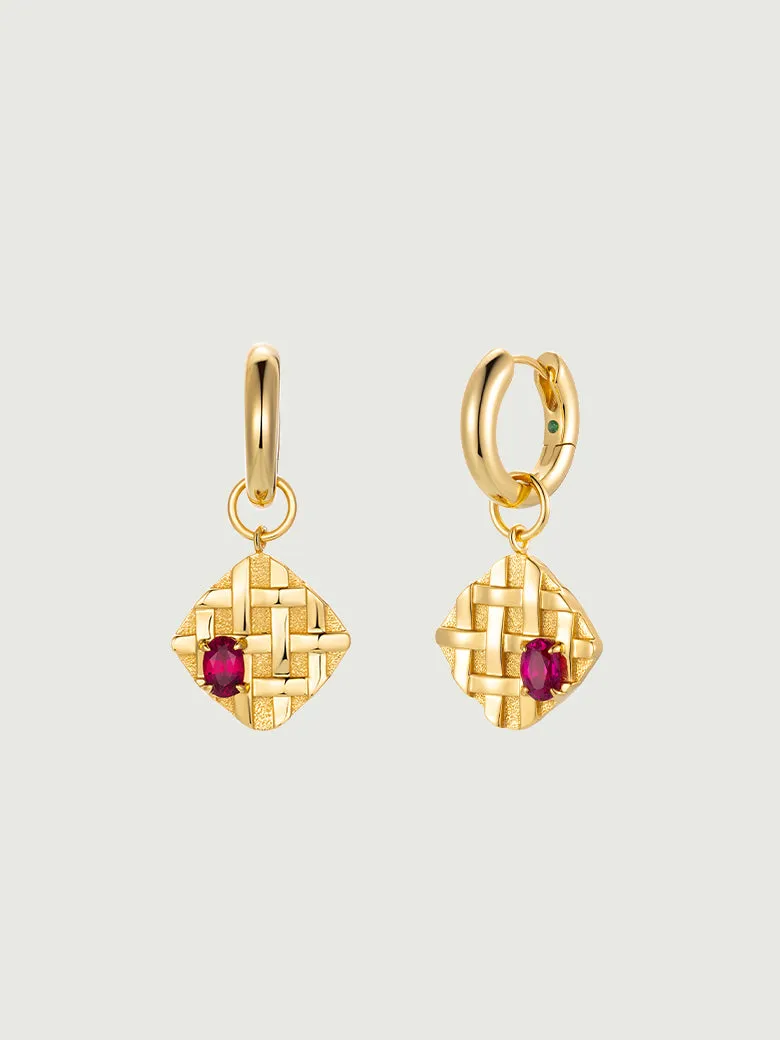 Lab-Grown Ruby Diamond Hoop Earrings