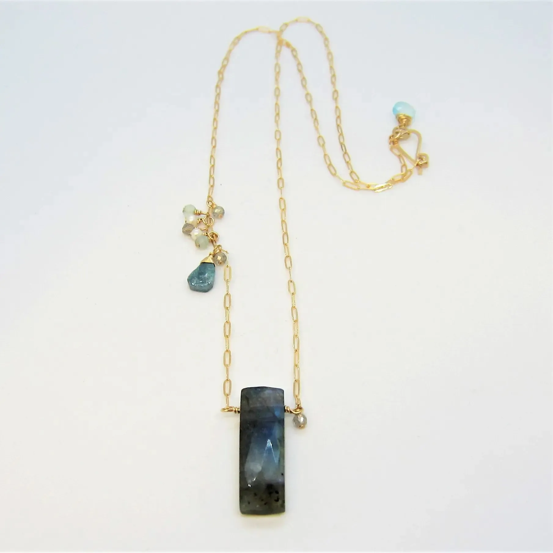 Labradorite and Asymmetrical Gemstone Cluster Necklace