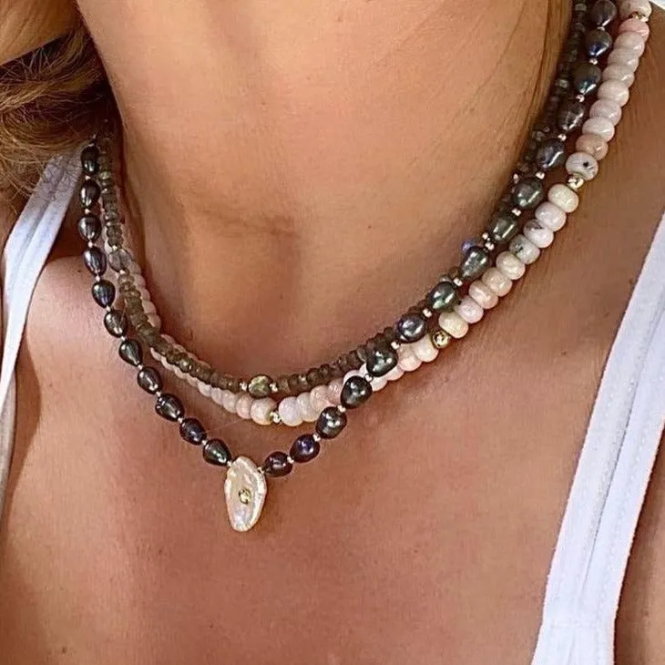 Labradorite Coin Necklace