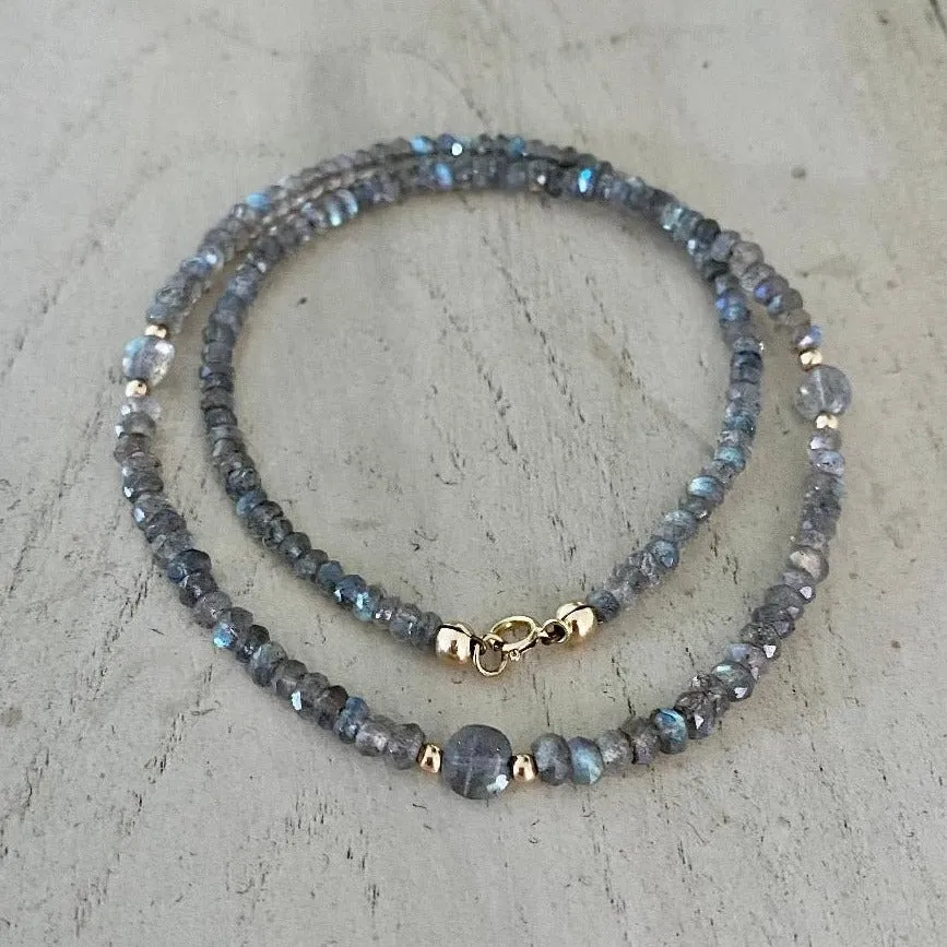 Labradorite Coin Necklace