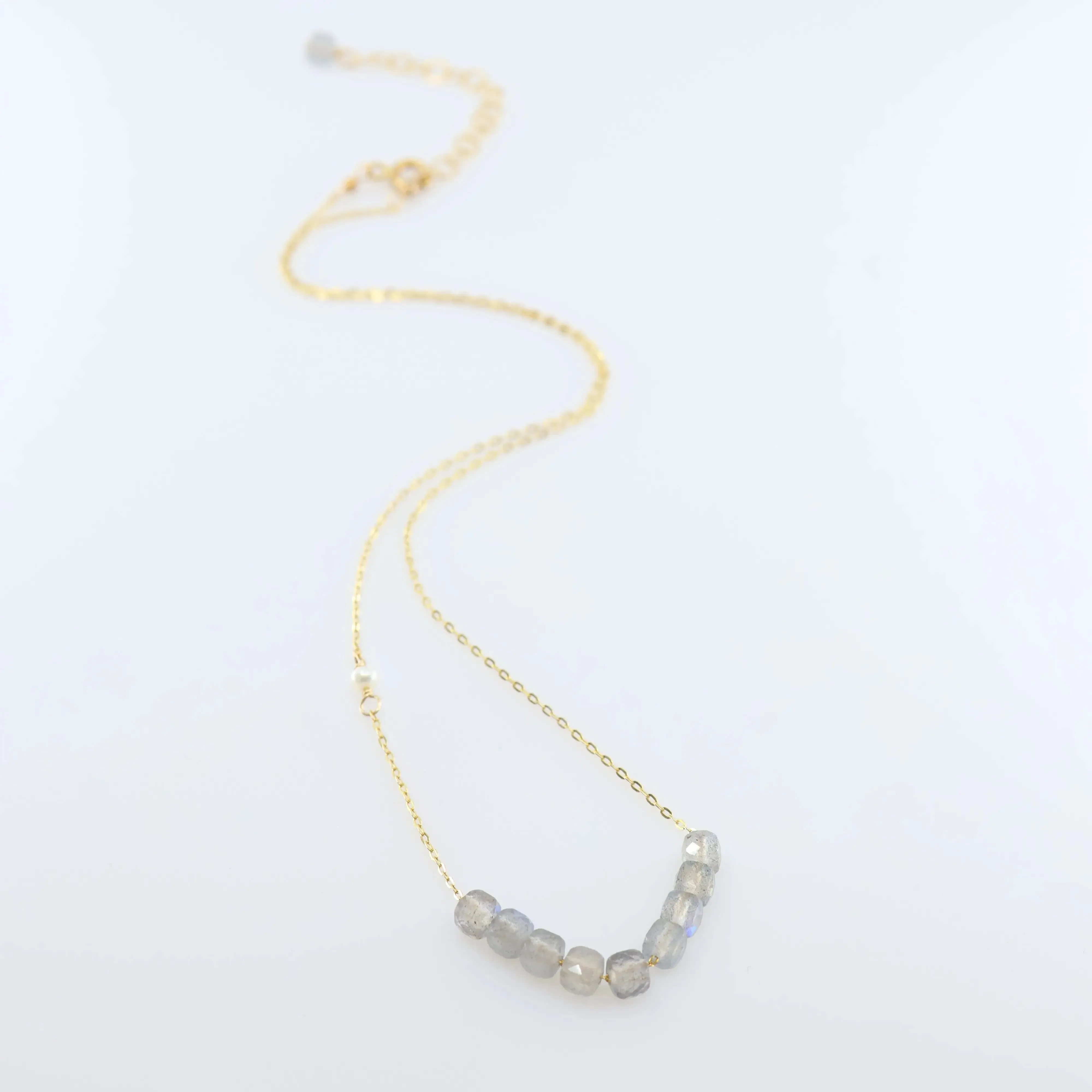 Labradorite Faceted Cube Gemstone Necklace