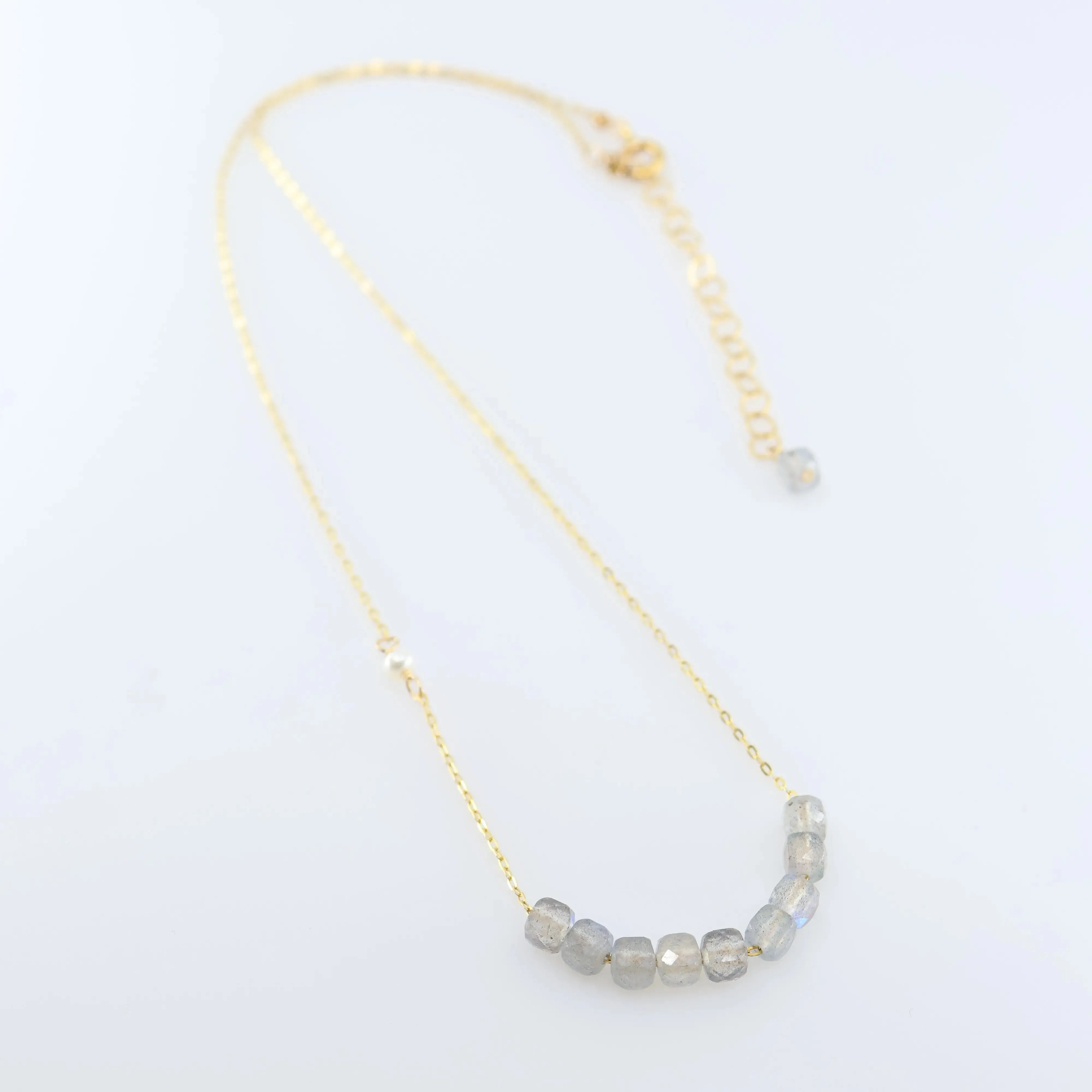 Labradorite Faceted Cube Gemstone Necklace