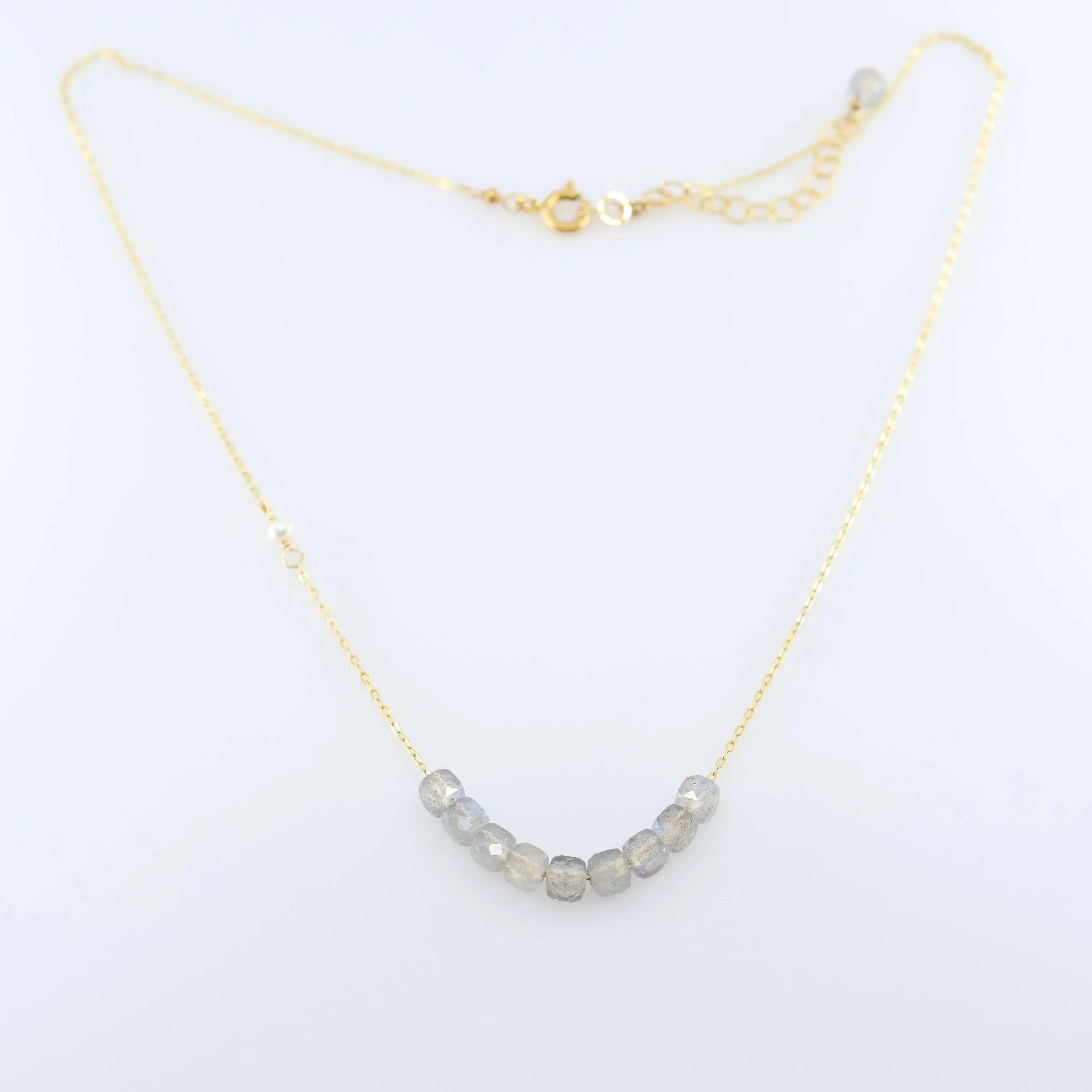 Labradorite Faceted Cube Gemstone Necklace