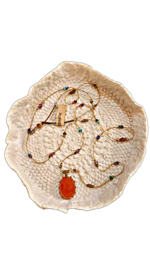 Long Tibetan Necklace - Cornaline
