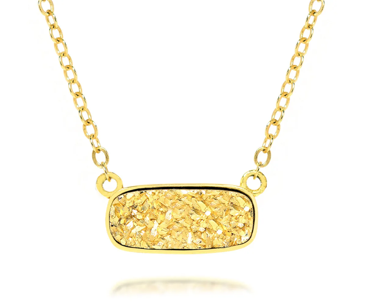 Medium Rectangle 18K Gold Druzy Necklace