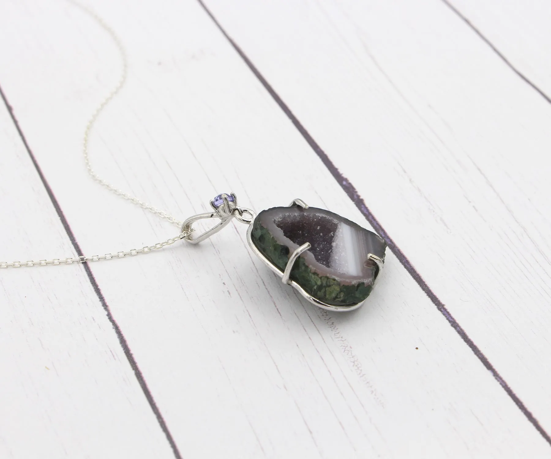Mini Geode Lavender Druzy Necklace