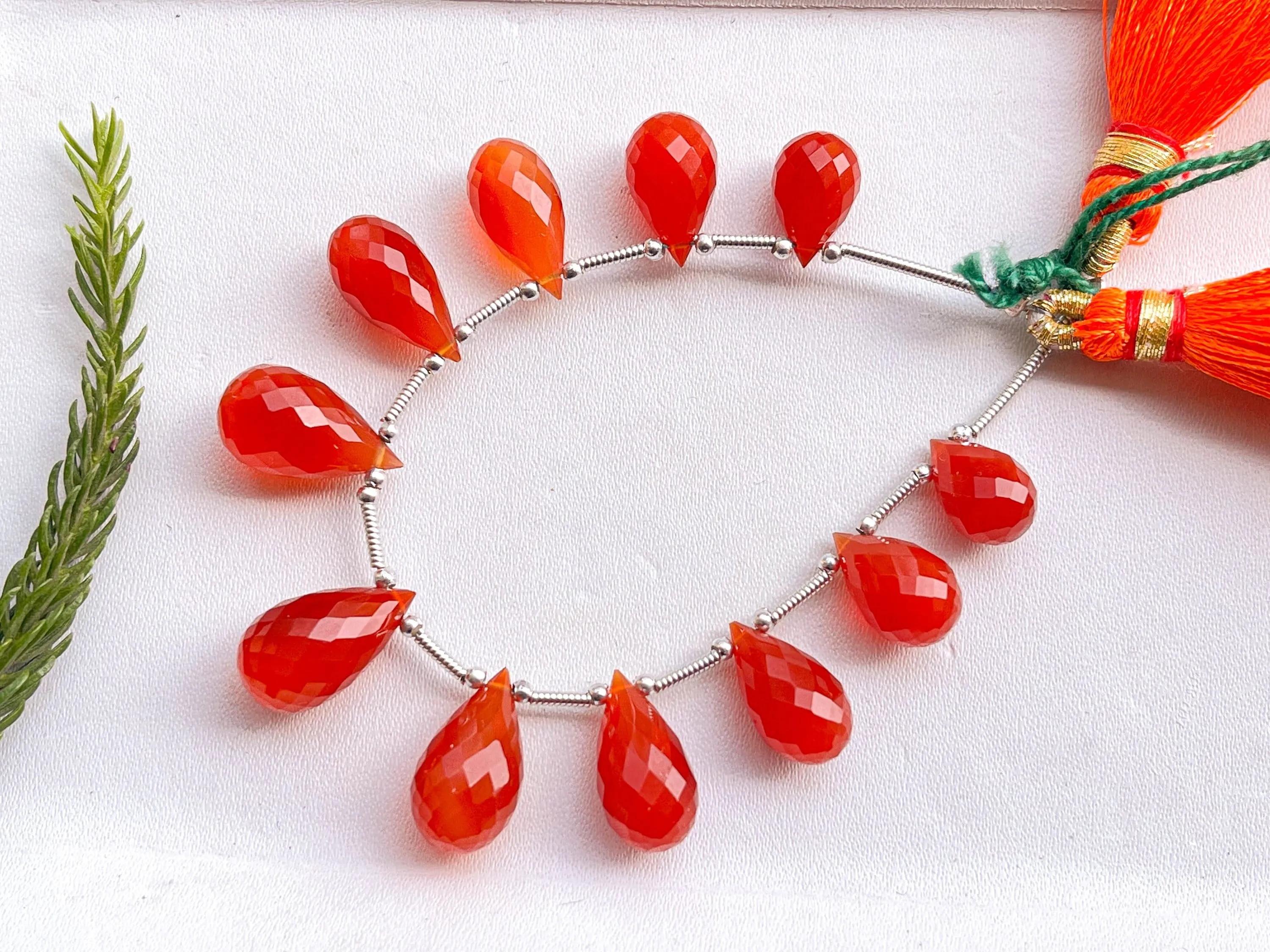 Natural Orange Onyx Faceted Drops